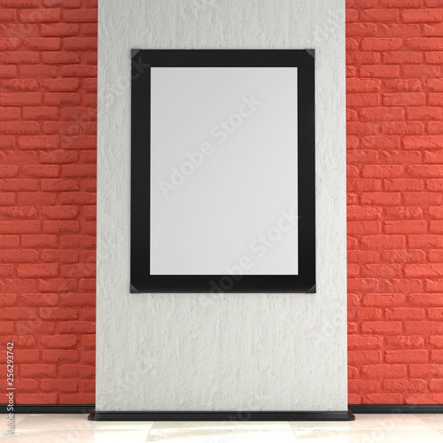 3d illustration render of a poster frame on a interior background