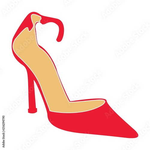 Female shoes of red color on a white background