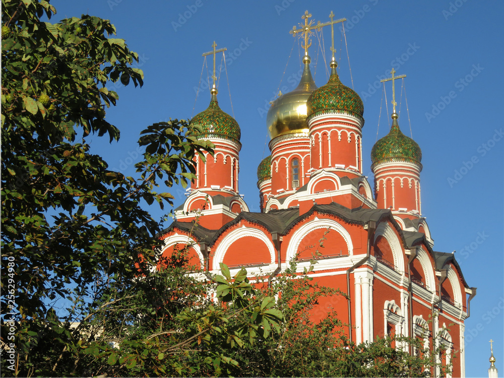 Moscow. Zaryadye Park.Znamensky Cathedral. Preserved ancient buildings.
