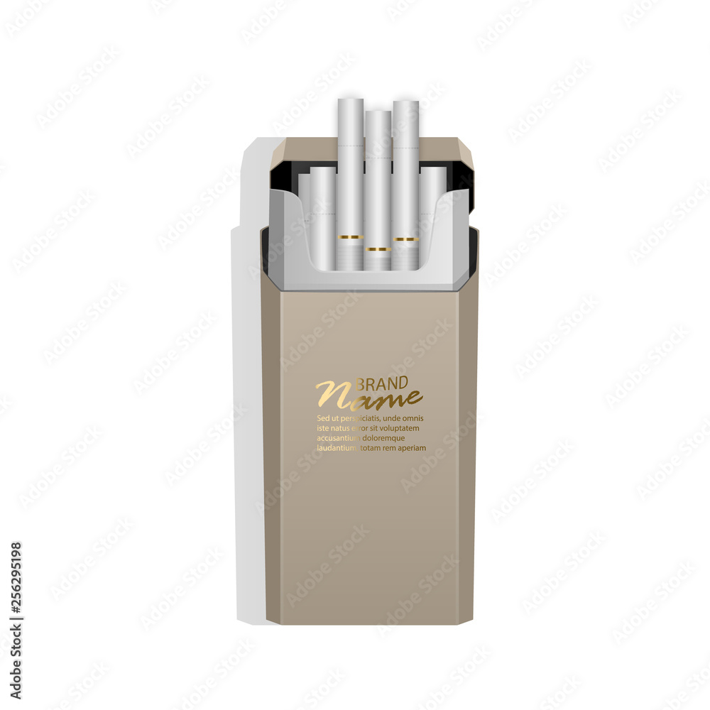 Realistic pack of light cigarettes. Addiction is Dangerous, illustration of smoke concept on white background. Realistic pack of light cigarettes. Addiction is Dangerous, illustration of smoke concept on white background.