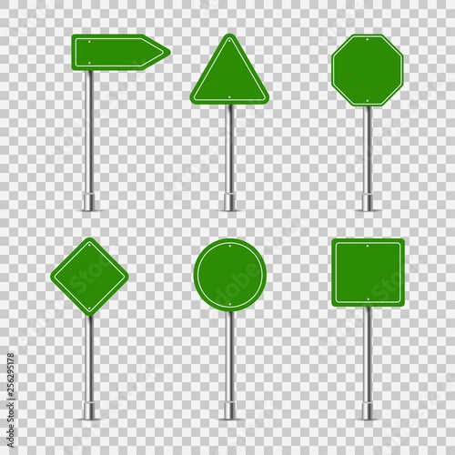 Green different road signs