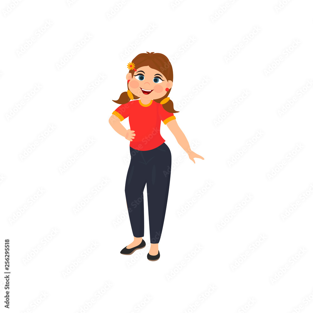 Vector cute little girl. Vector illustration girl can use for presents, invitation, children room, nursery decor, interior design. Vector cute little girl. Vector illustration girl can use for presents, invitation, children room, nursery decor, interior design.