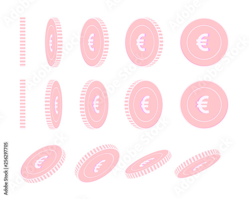 European Union Euro rotating coins set, animation  photo