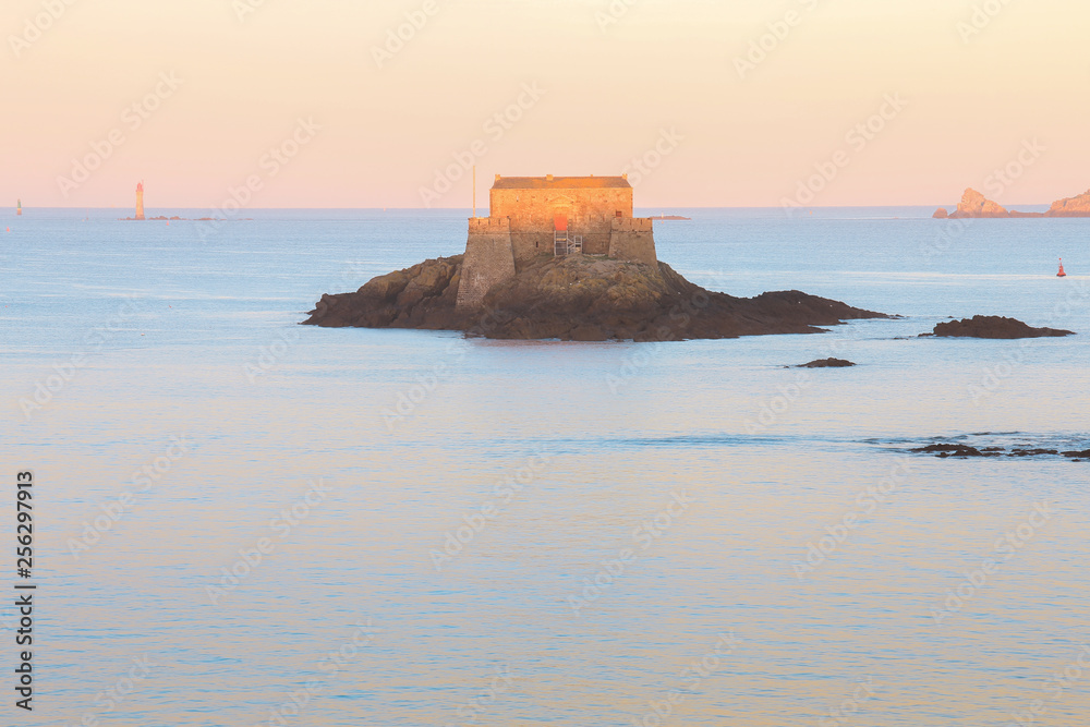 Morning light on Fort National with it's reflection at Saint-Malo, France