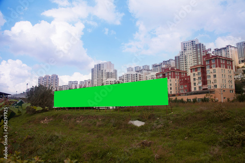 Empty green advertising billboard-green box