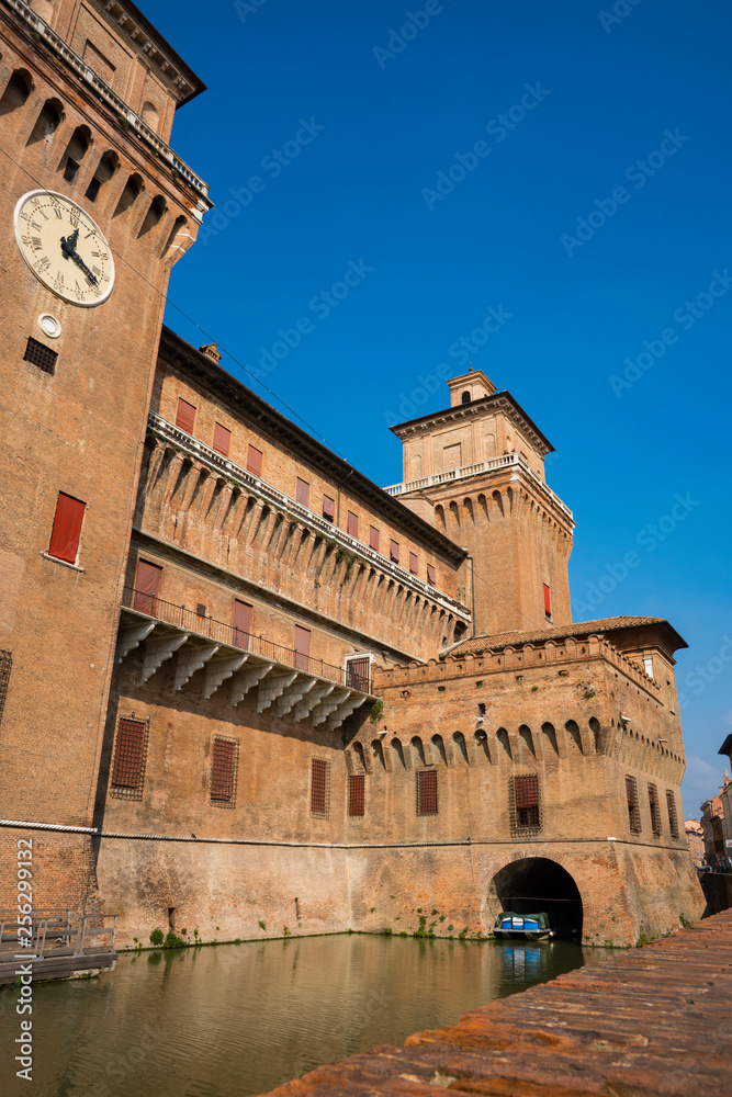 detail of Castello Estense, St Mchael's Castle, Ferrara, Italy