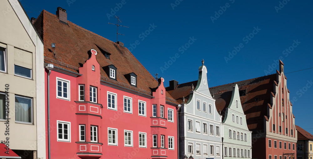 pink and white houses in Donauworth, Germany