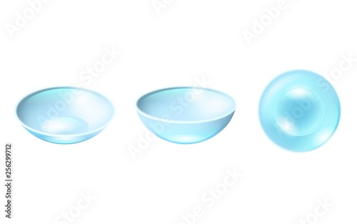 Set with Blue Contact Lenses for Eye Care Isolated