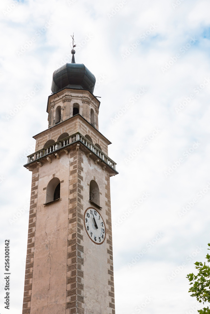 tower of Parish Church in spa town Levico Terme, Italy