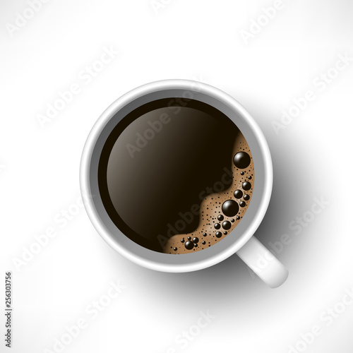 black coffee cup top view