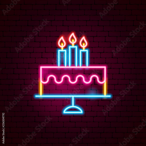Cake with Candles Neon Sign