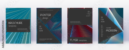 Black brochure design template set. Red abstract l