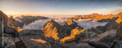 Mountains Landscape with Inversion in the Valley at Sunset as seen From Rysy Peak in High Tatras, Slovakia © kaycco