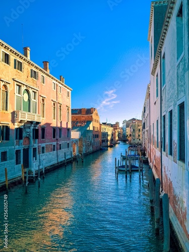 Traditional narrow canal in Venice, Italy
