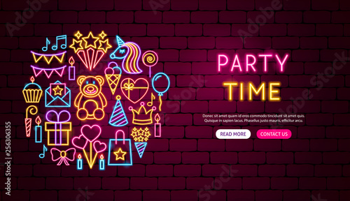 Party Time Neon Banner Design