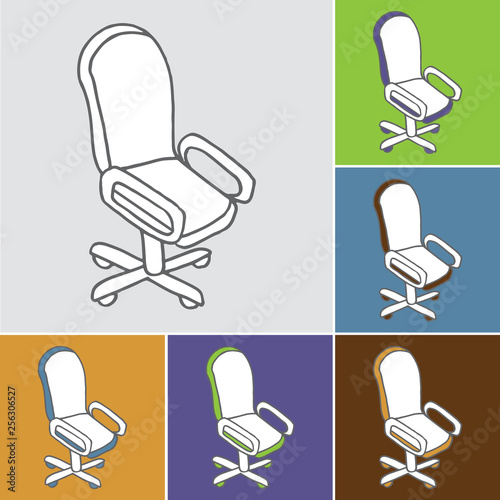 Office chair doodle icon isolated on white background