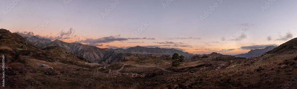 beautiful panoramic view of mountains of gran canaria, spain