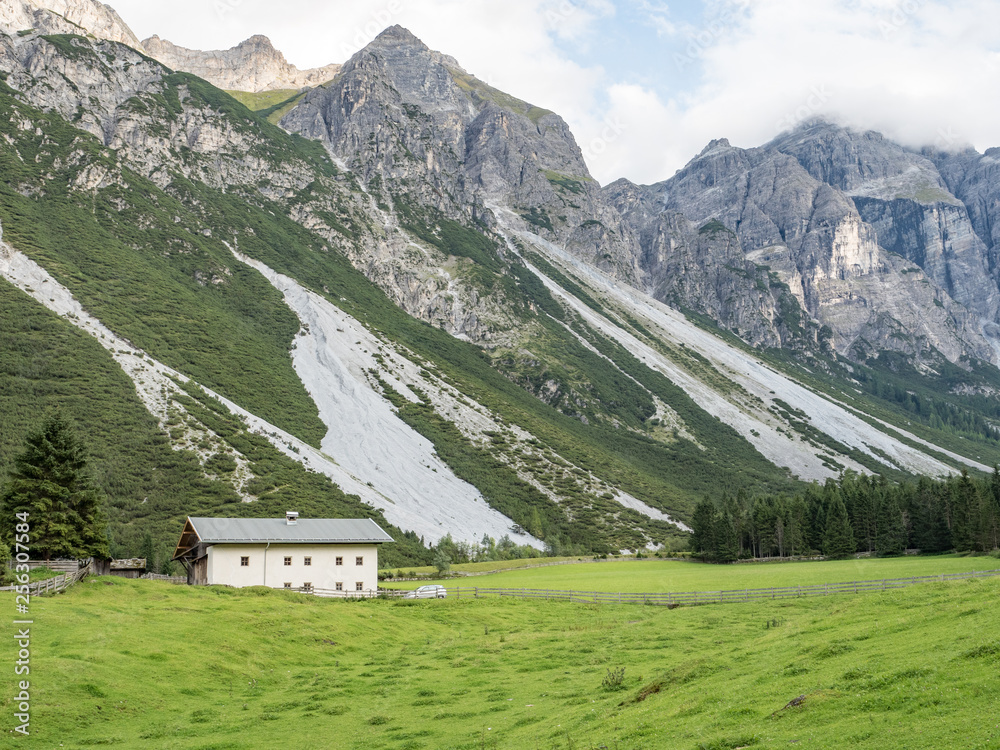 Mountain landscape in the Pinnistal, a valley that branches off from the Stubai valley, Stubai Alps, Tyrol, Austria, Europe Mountain landscape in the Pinnistal, a valley that branches off from the Stubai valley, Stubai Alps, Tyrol, Austria, Europe