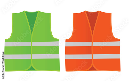 Safety green and orange vests. vector illustration