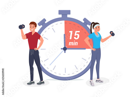 Fitness time flat illustration