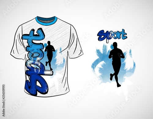 T-shirt template for young fitness runner, vector