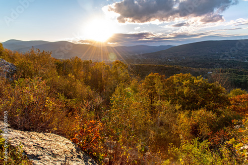 Sunset in the Berkshires along the Mohawk Trail close to Williamstown, Massachussetts photo