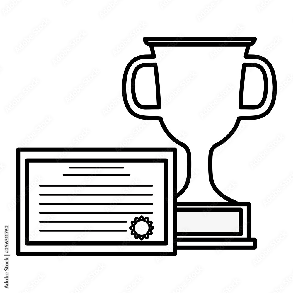 graduation certificate with trophy cup graduation certificate with trophy cup