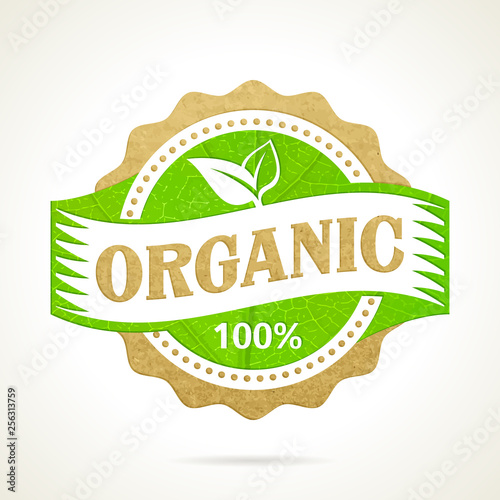 Natural organic food logo with paper background