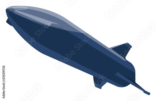 Dark blue minimalistic missile vector illustration on white background.