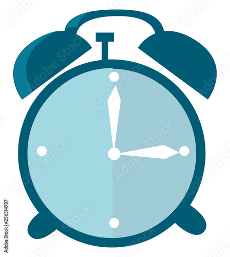 A teal colored alarm clock, vector color illustration.