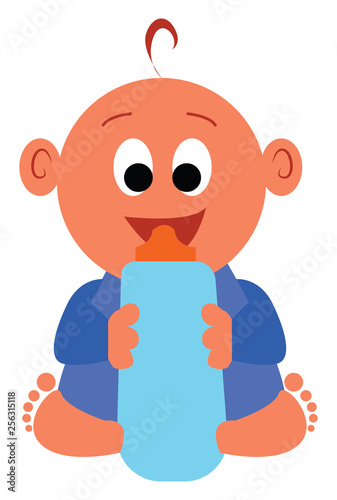 A happy baby boy, vector color illustration.