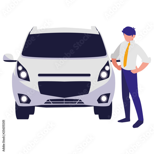 businessman with car character