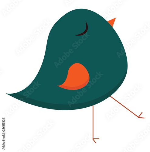 A green bird, vector color illustration.