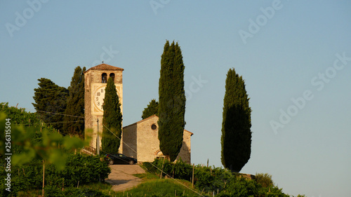 View from the Prosecco wine hill – Saint Vigilio Church, Conegliano Valdobbiadene
