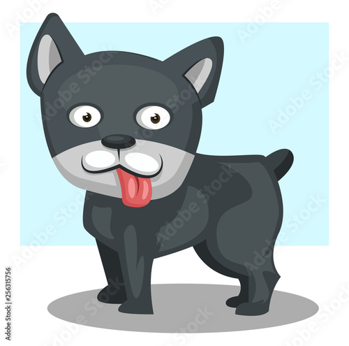 Grey dog, vector color illustration.