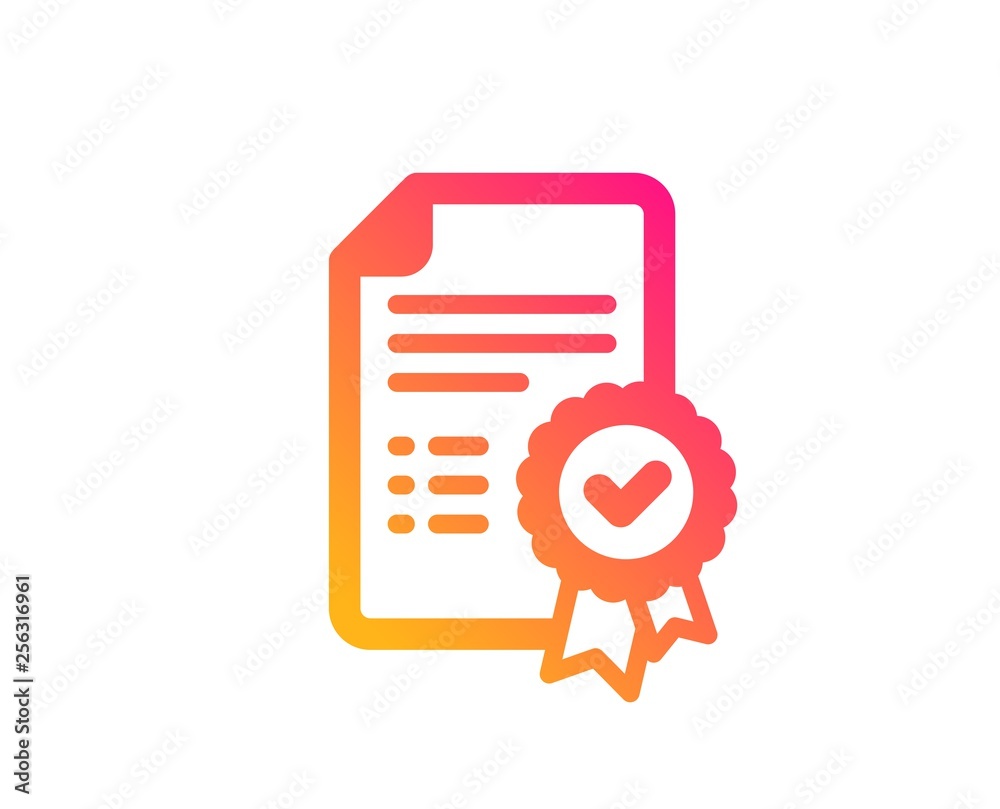 Certificate icon. Verified document sign. Accepted or confirmed symbol. Classic flat style. Gradient certificate icon. Vector Certificate icon. Verified document sign. Accepted or confirmed symbol. Classic flat style. Gradient certificate icon. Vector