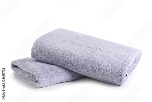 Fresh soft folded towels isolated on white