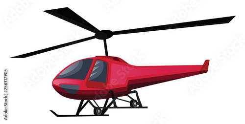 Vector illustration of red helicopter on white background.