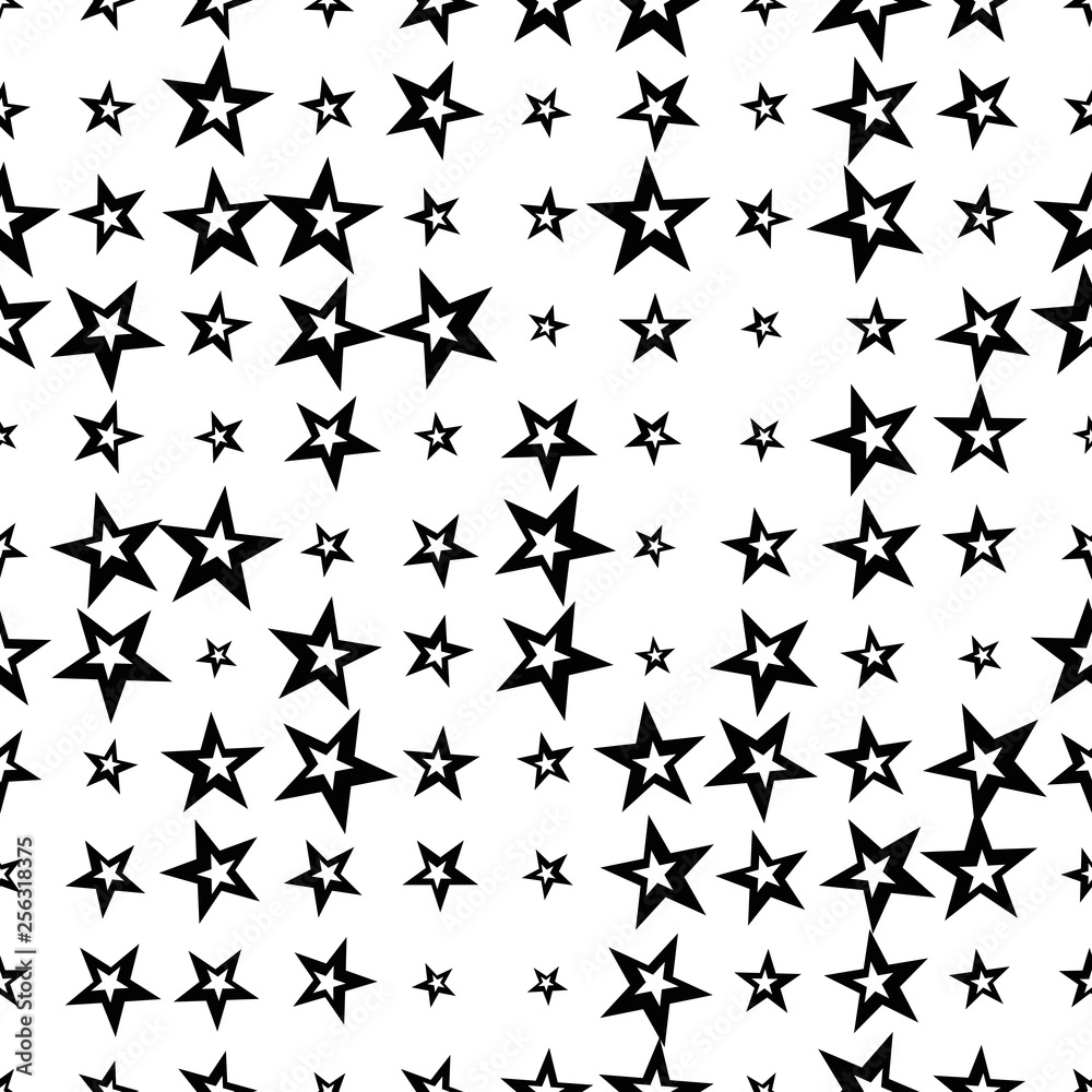 Abstract seamless pattern with halftone stars. Geometric background. Screen print. Vector illustration.  