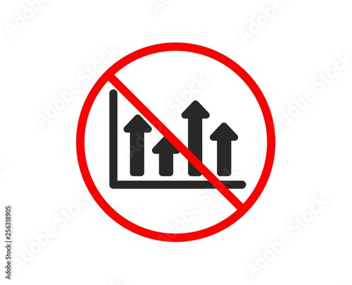 No or Stop. Growth chart icon. Financial graph sign. Upper Arrows symbol. Business investment. Prohibited ban stop symbol. No upper arrows icon. Vector