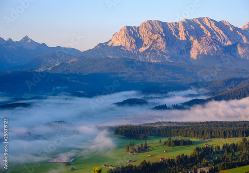 Germany, Upper Bavaria, Werdenfelser Land, Wetterstein Mountains, View from Krepelschrofen near Wallgau photo