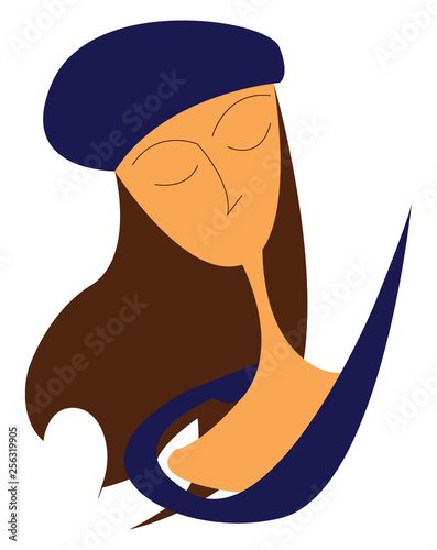 woman with straight hair vector or color illustration
