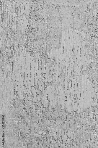 Bright Grey Grunge Plastered Wall Stucco Texture, Vertical Detailed Natural Scratch Grungy Gray Coarse Rustic Textured Background, Concrete Plaster Pattern Detail, Blank Empty Copy Space Macro Closeup