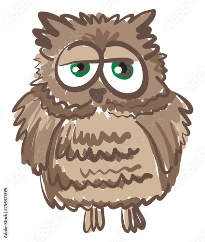 A shabby looking owl vector or color illustration