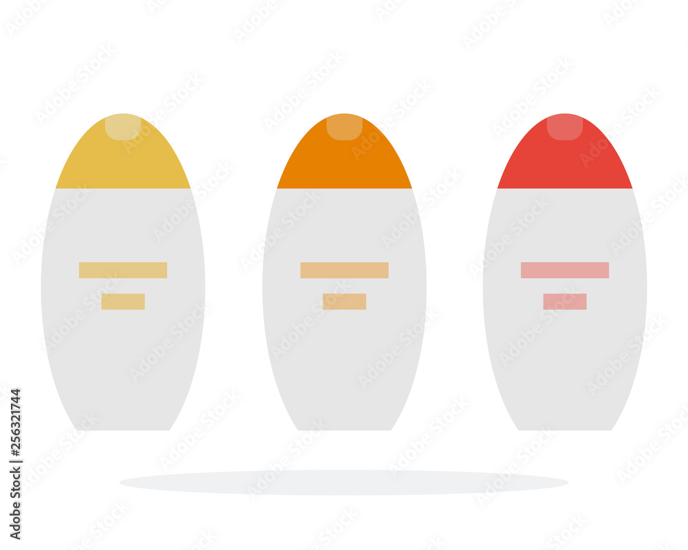 Beauty products for the body in oval containers vector flat material design isolated object on white background. Beauty products for the body in oval containers vector flat material design isolated object on white background.