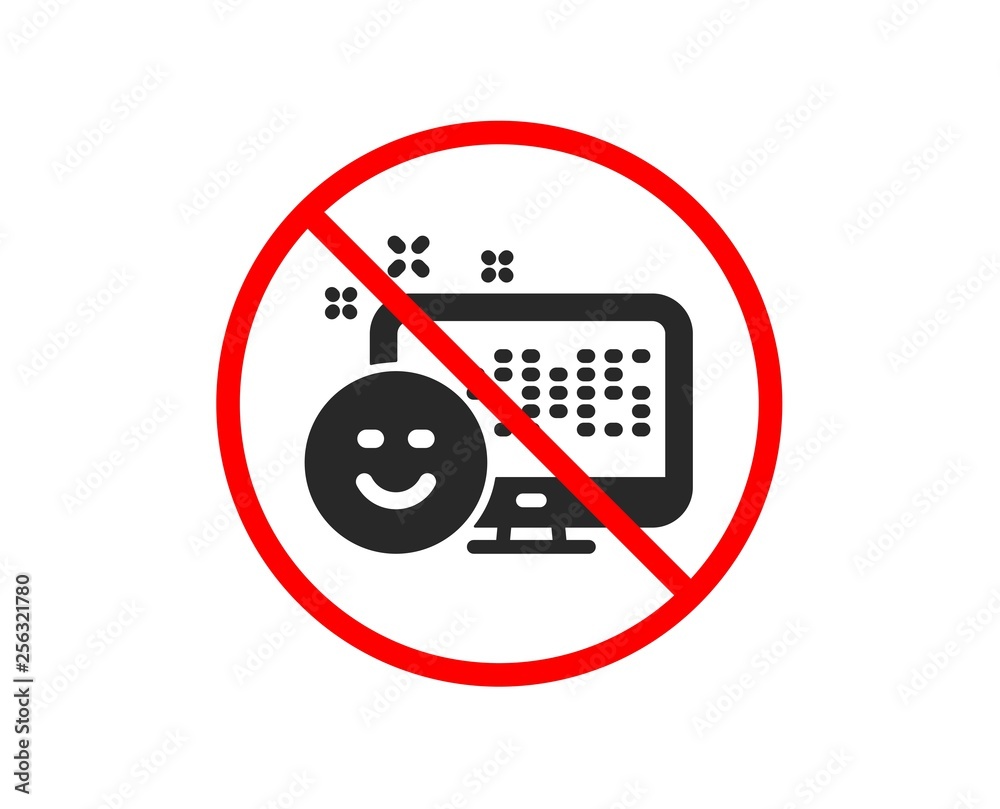 No or Stop. Smile icon. Positive feedback rating sign. Customer satisfaction symbol. Prohibited ban stop symbol. No smile icon. Vector No or Stop. Smile icon. Positive feedback rating sign. Customer satisfaction symbol. Prohibited ban stop symbol. No smile icon. Vector
