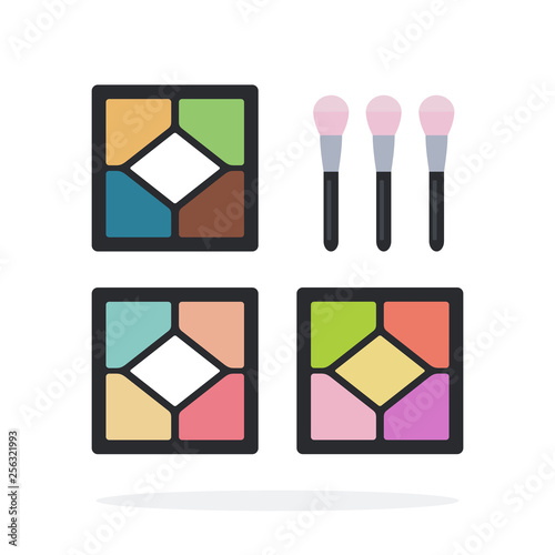 Eye shadow in square boxes vector flat material design isolated object on white background.