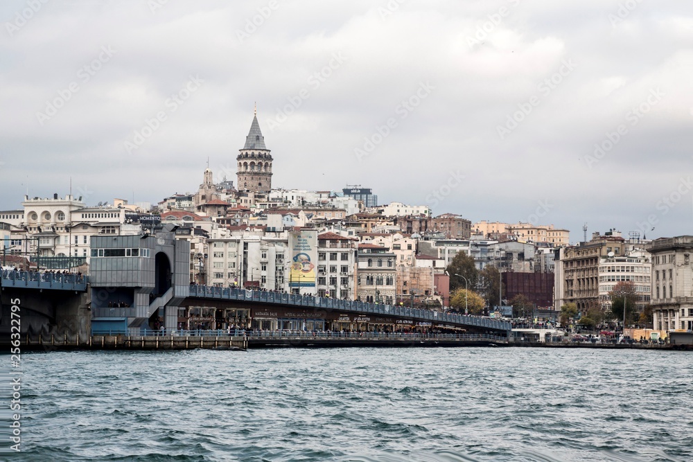 The passage Bosphorus, view from water on the city of Istanbul