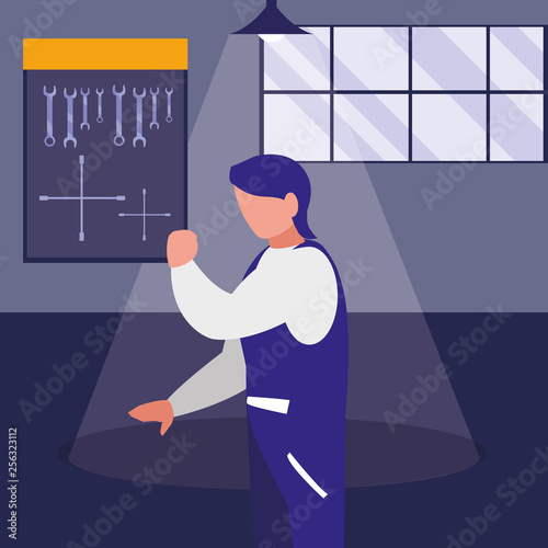 mechanic worker in the workshop place