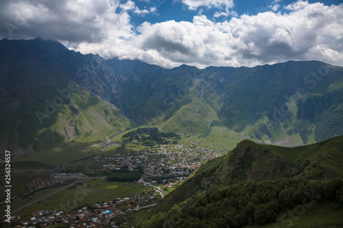 Mountains of the North Caucasus, mountain tops in clouds. Wild nature